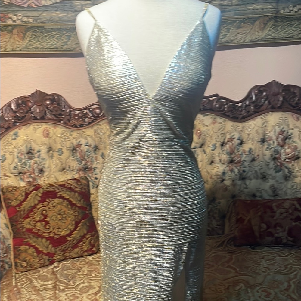 Elegant Silver Evening Dress
